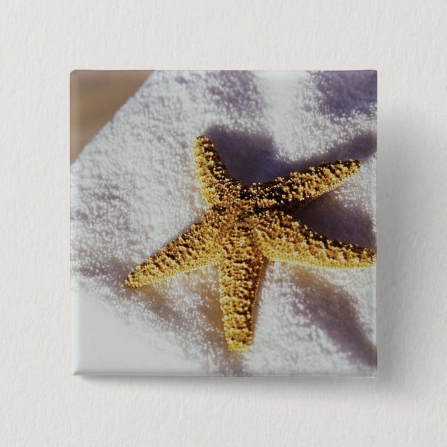Starfish On A Towel 2 Inch Square Button (Front)