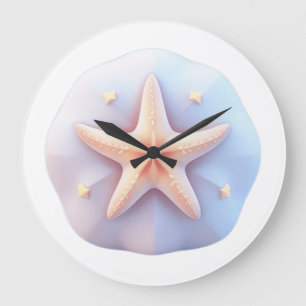 Starfish on a Unique-Shaped Stone Large Clock