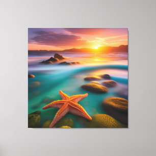 Starfish on beach at Dawn Canvas Print