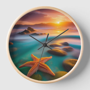 Starfish on beach at Dawn Clock