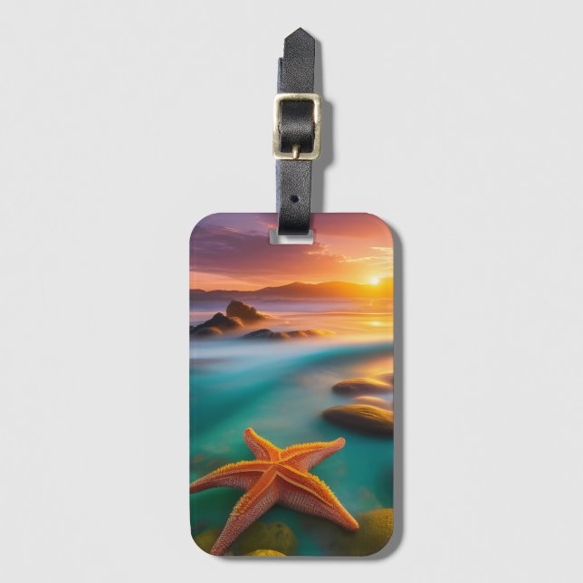 Starfish on beach at Dawn  Luggage Tag (Front Vertical)