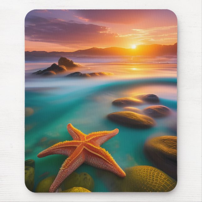 Starfish on beach at Dawn Mouse Pad (Front)
