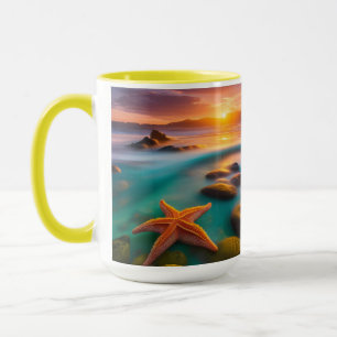 Starfish on beach at Dawn  Mug