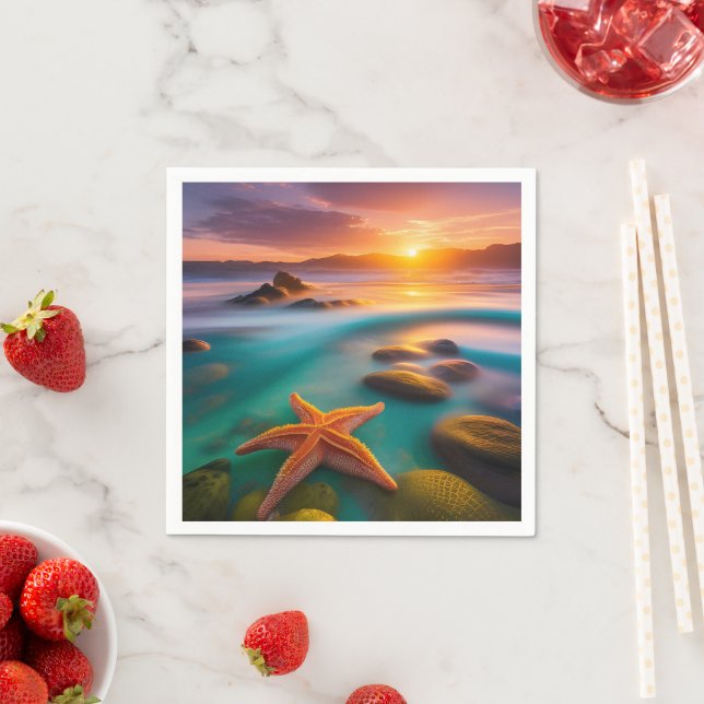 Starfish on beach at Dawn  Napkin (Insitu)