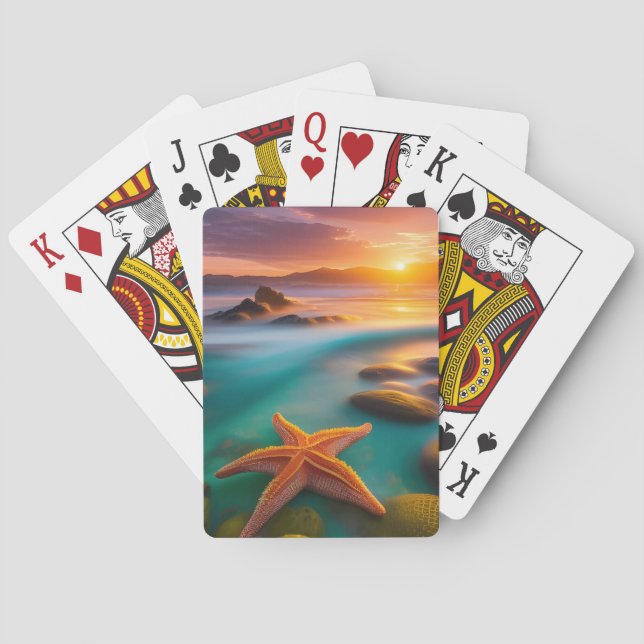 Starfish on beach at Dawn  Playing Cards (Back)