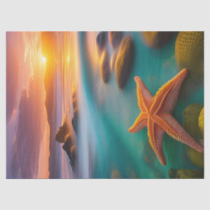 Starfish on beach at Dawn  Tissue Paper