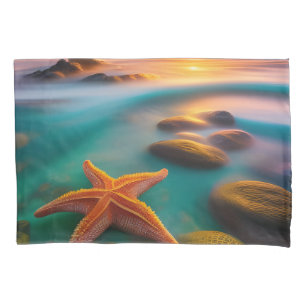 Starfish on Beach at Sunrise  Pillowcase