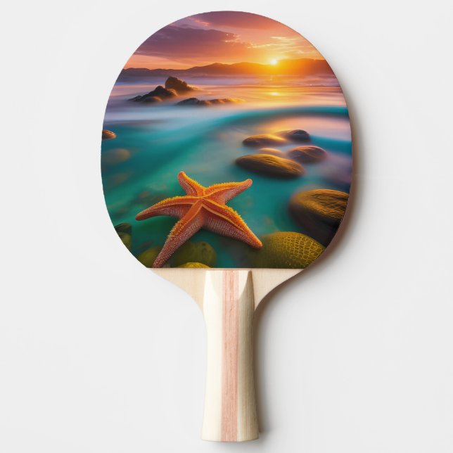 Starfish on Beach at Sunrise  Ping Pong Paddle (Front)