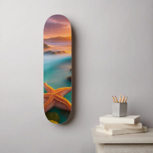 Starfish on Beach at Sunrise  Skateboard