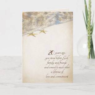 Starfish On Beach for 20th Anniversary Card