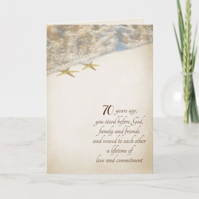 Starfish On Beach for 70th Anniversary Card (Front)