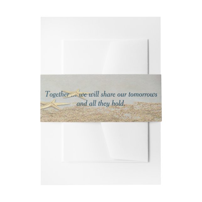 Starfish on Beach Sand Invitation Belly Band (Front Example)