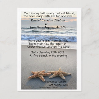Starfish on Beach sand wedding Invitation