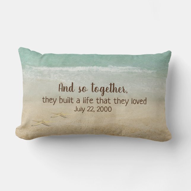 starfish on beach watercolor lumbar pillow (Front)