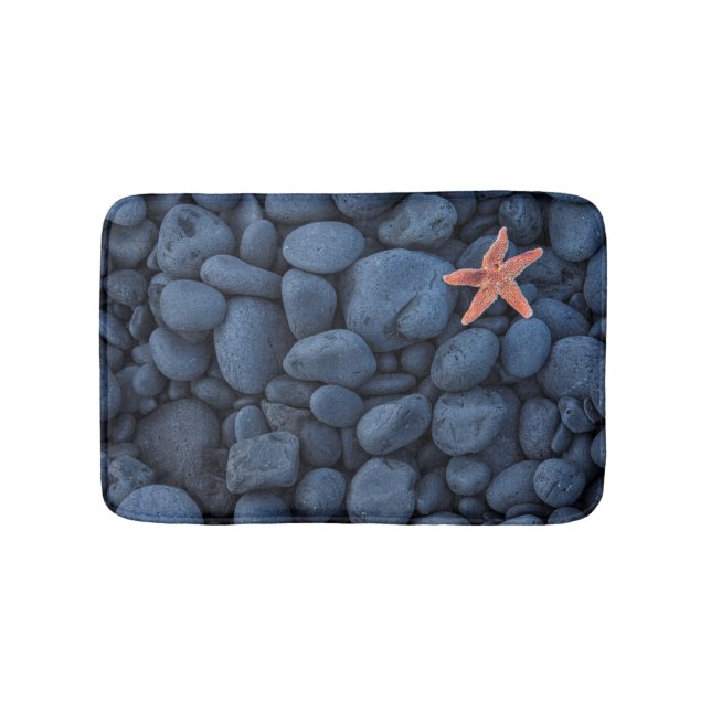 Starfish On Black Rocks Along The Coast | Iceland Bath Mat (Front)