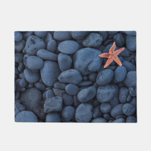 Starfish On Black Rocks Along The Coast Iceland Doormat