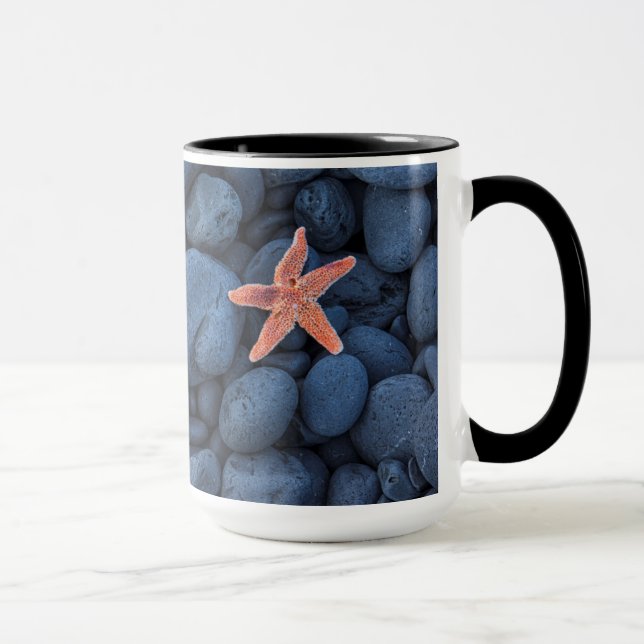Starfish On Black Rocks Along The Coast | Iceland Mug (Right)
