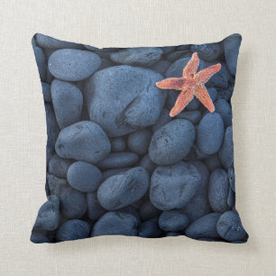 Starfish On Black Rocks Along The Coast Iceland Throw Pillow