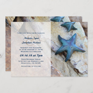 Starfish on Rocky Background Beach Wedding Invitation
