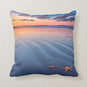 Starfish On Sand Throw Pillow