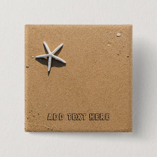 Starfish on Sandy Beach 2 Inch Square Button