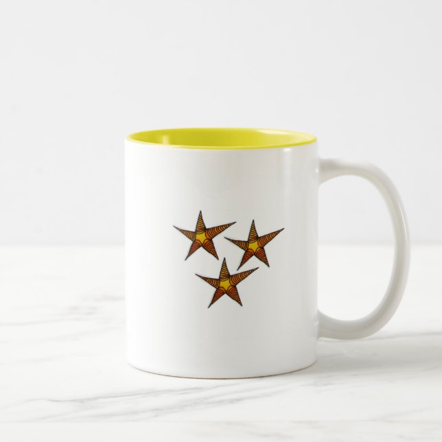 Starfish on sandy beach Summer art Two-Tone Coffee Mug (Right)