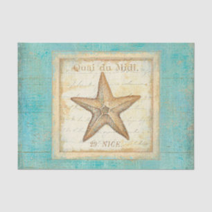 Starfish on Teal Wood Tissue Paper