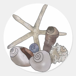 starfish on the beach classic round sticker