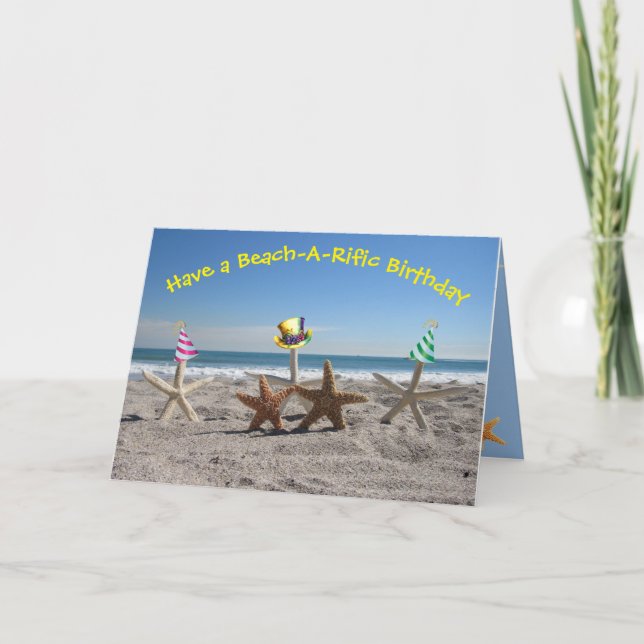 Starfish On The Beach - Folded Birthday Card (Front)