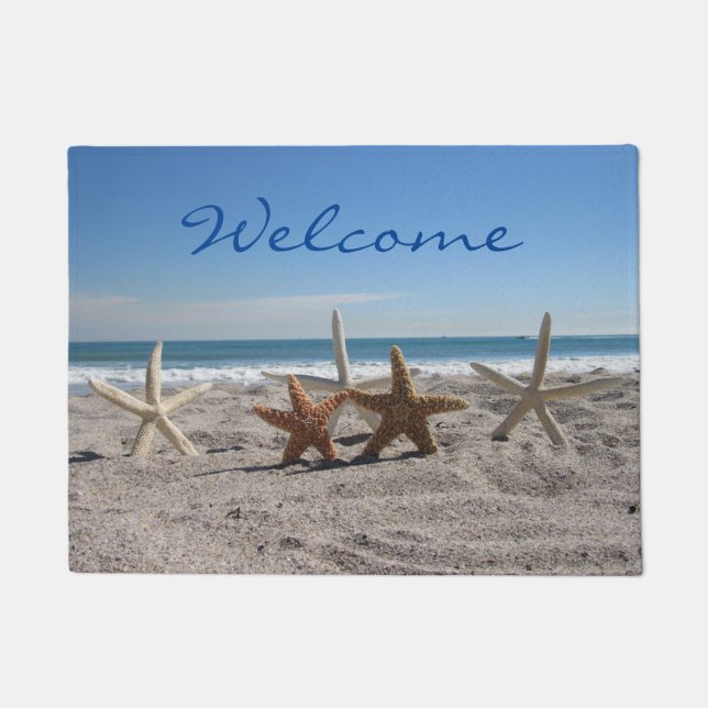 Starfish on the Beach -  Welcome Doormat (Front)