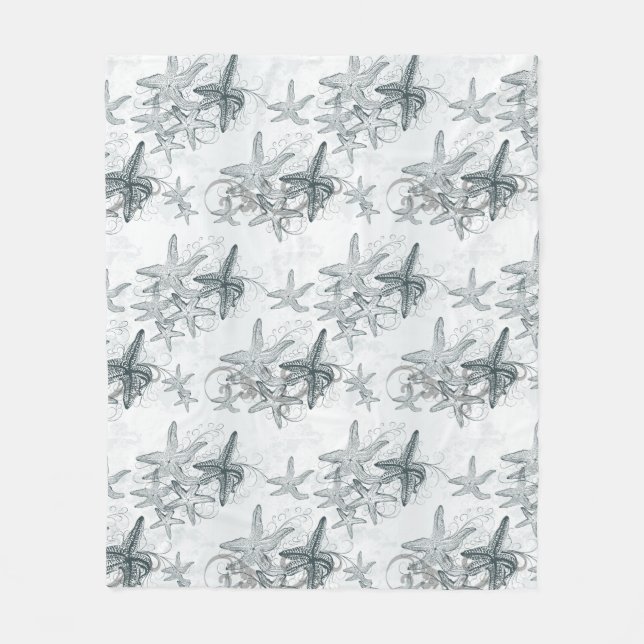 Starfish On The Sea Pattern Fleece Blanket (Front)