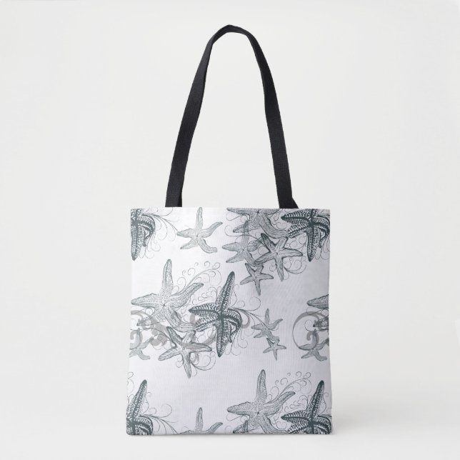Starfish On The Sea Pattern Tote Bag (Front)