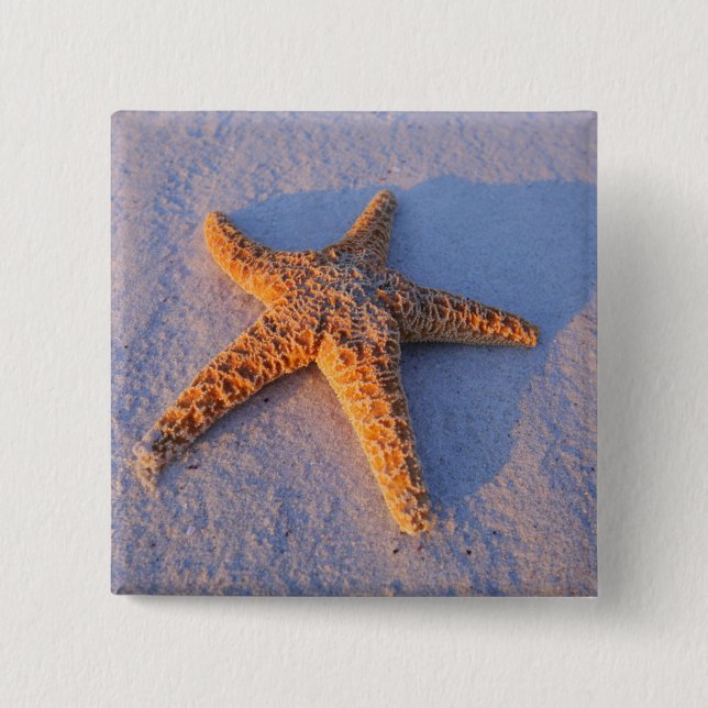 Starfish On White Sand 2 Inch Square Button (Front)