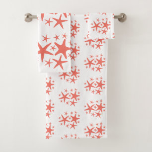 Starfish Painting Coral Bath Towel Set