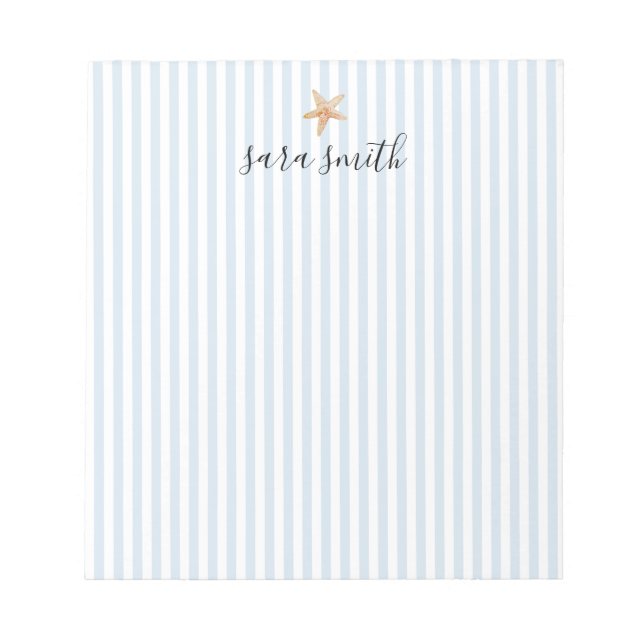 Starfish Painting Custom Name Stripe Notepad (Front)