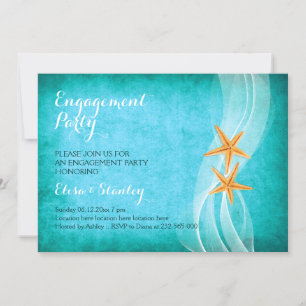 Starfish pair beach wedding engagement party invitation