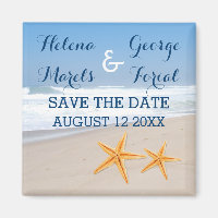 Starfish pair modern beach wedding Save the Date