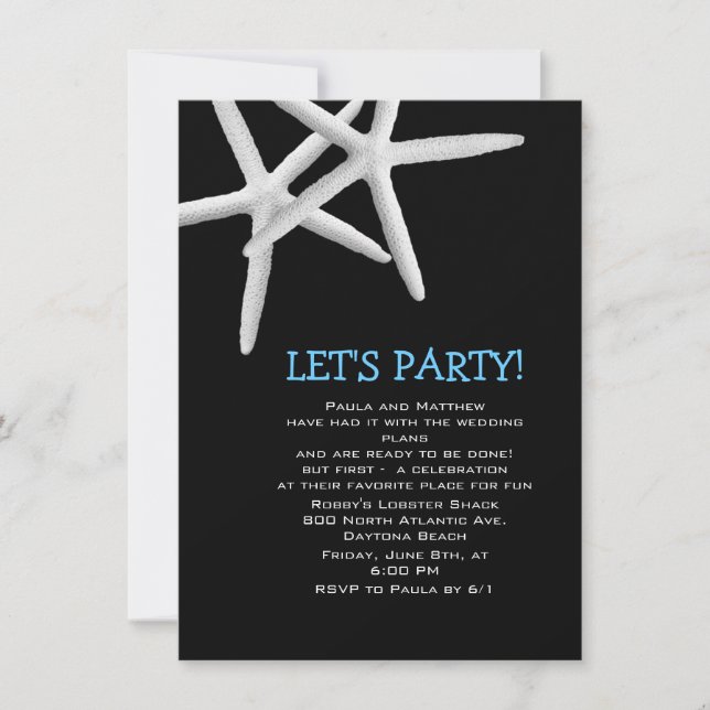 Starfish Party Fun Rehearsal Dinner Invitation (Front)