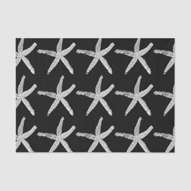 Starfish Pattern Beach Christmas Black White Cool Tissue Paper (Front)