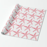 Starfish Pattern Beach Coastal Red White Christmas Wrapping Paper<br><div class="desc">Printed with red starfish patterns in white background! You may change the colour of the starfish by changing the background colour as you like.</div>