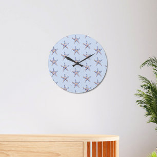 Starfish Pattern Beach House Marine Large Clock