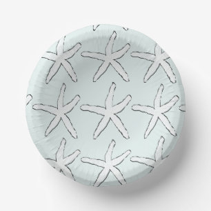 Starfish Pattern Beach Light Teal White Occasions Paper Plate