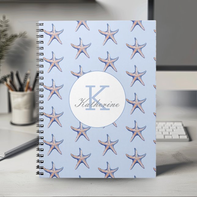 Starfish Pattern Beach Marine Custom Name  Notebook (Creator Uploaded)