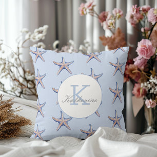 Starfish Pattern Beach Marine Custom Name Throw Pillow