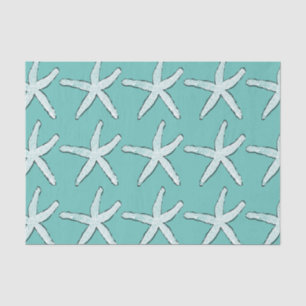 Starfish Pattern Beach Nautical Coastal Teal Blue Tissue Paper