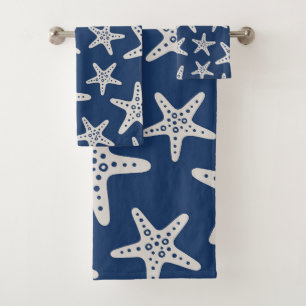 Starfish Pattern Blue Bath Towel Set