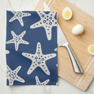 Starfish Pattern Blue Kitchen Towel