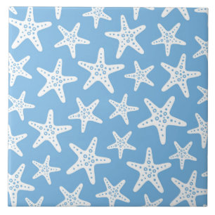 Starfish Pattern Blue Tile