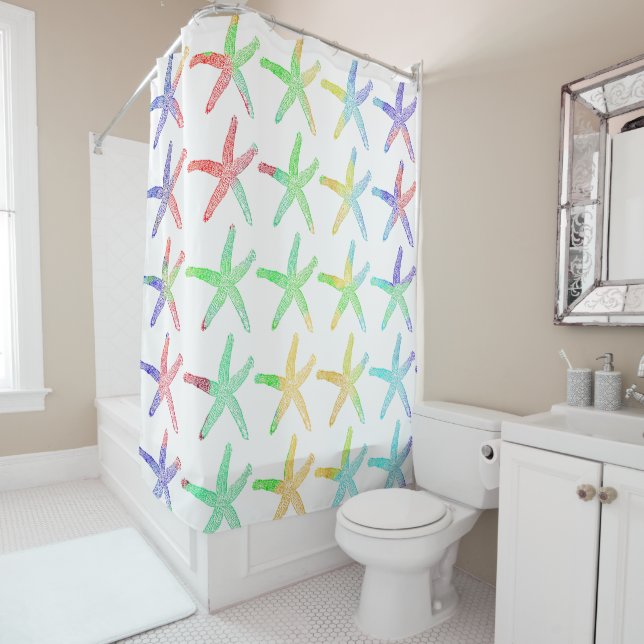Starfish Pattern Colourful Kids Bathroom Decor Cut (In Situ)