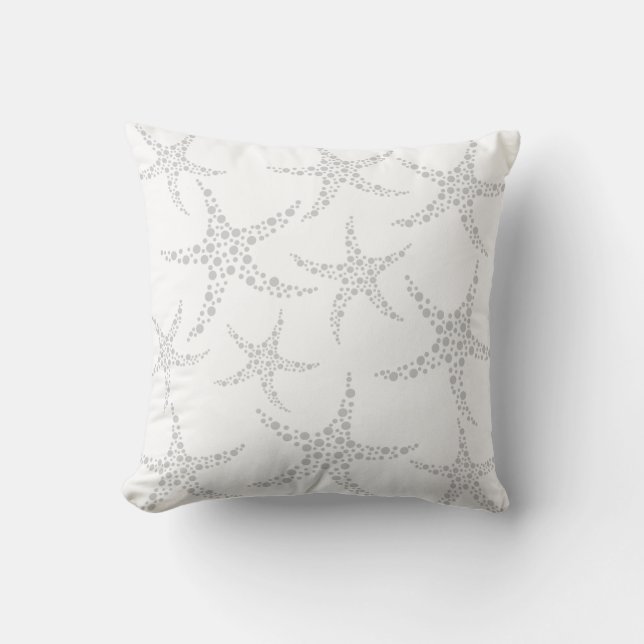 Starfish Pattern in Light Grey and White Throw Pillow (Front)
